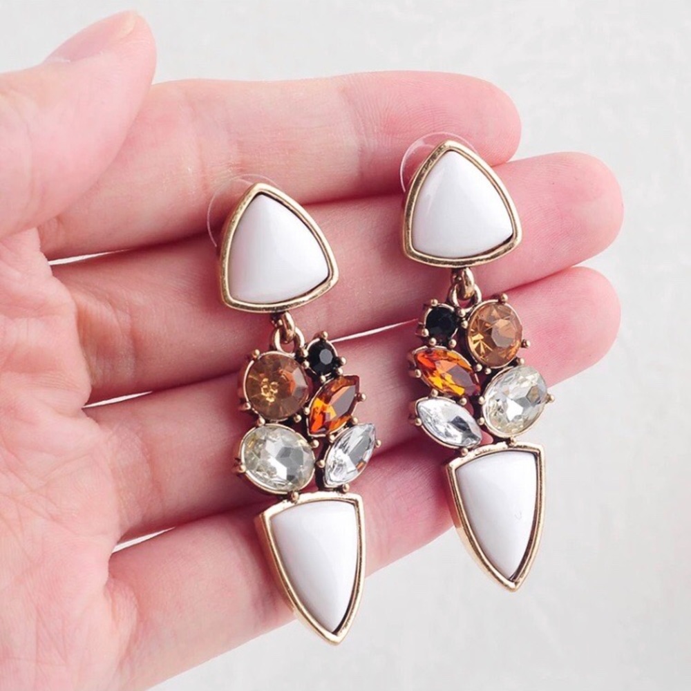 Vintage Gold Drop Earrings Crystal PendantEarrings - Picture 3 of 6
